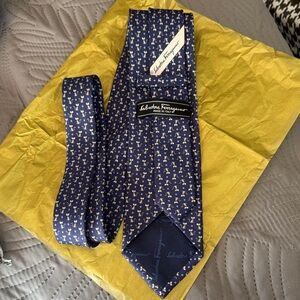 Salvatore Ferragamo Navy and White Men's Tie